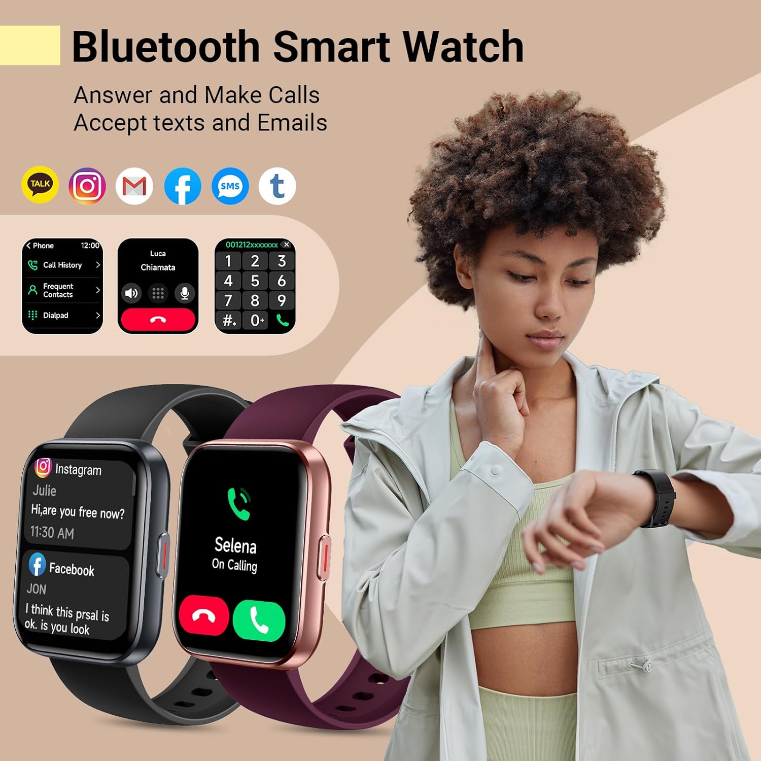 【IDW208】1.8'' Fitness Tracker Watch with Alexa, Call & Notification Alerts, Heart Rate & Sleep Monitor,Waterproof 8