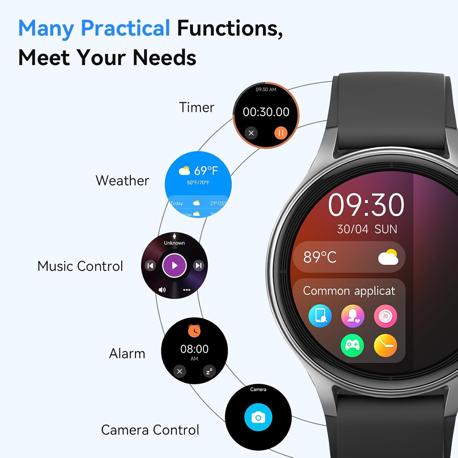 【DR06】Smart Watches for Women (2 Bands), 40mm Stylish Round Smartwatch, IP68 Waterproof Fitness Tracker with Bluetooth Calls (Make/Answer), Heart Rate/SpO2/Sleep Monitor, 7 Days Battery 7