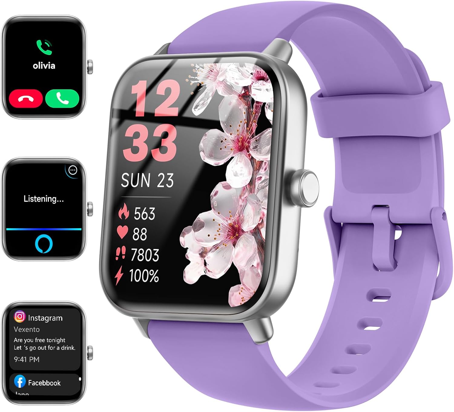 【IDW19H】1.8" Fitness Tracker, IP68 Waterproof Smartwatch for Android & iPhone with Bluetooth Call Heart Rate/SpO2/Sleep Monitor/Pedometer, Black 4